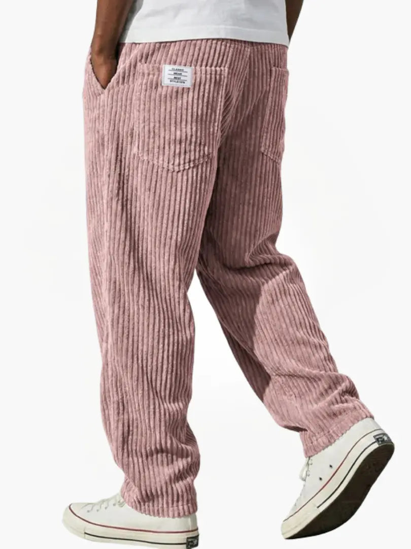 Men's Corduroy Trousers - Relaxed Fit, Elastic Waistband