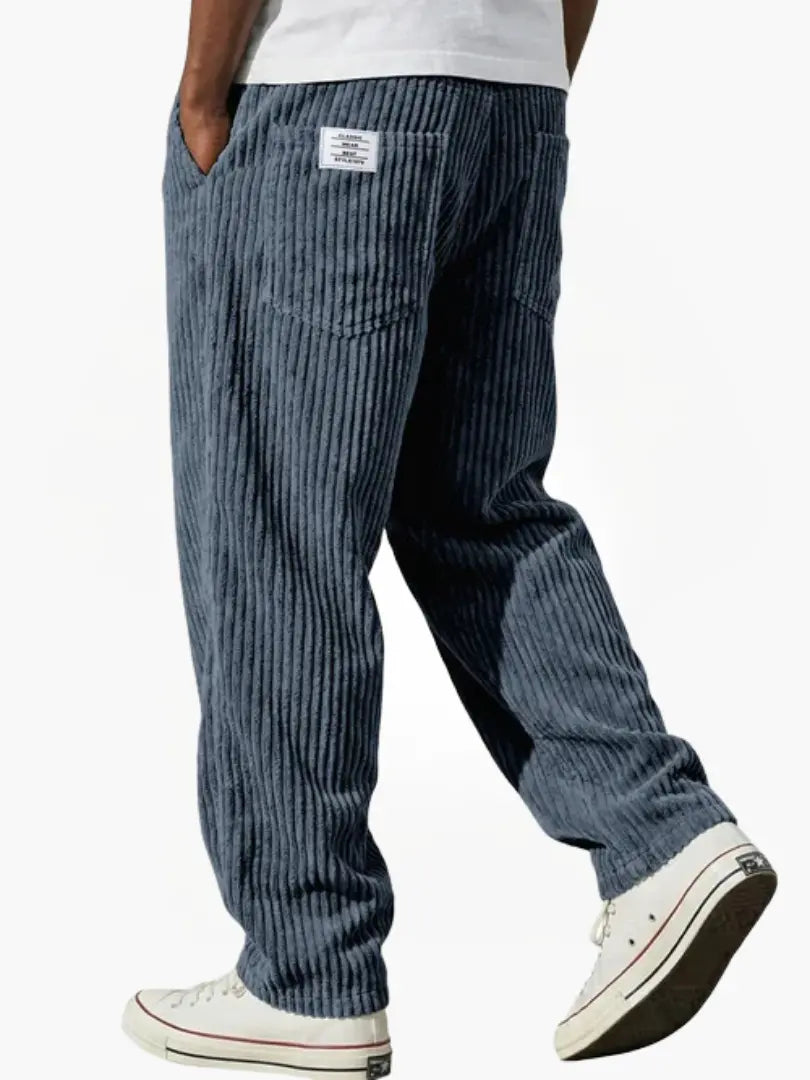 Men's Corduroy Trousers - Relaxed Fit, Elastic Waistband