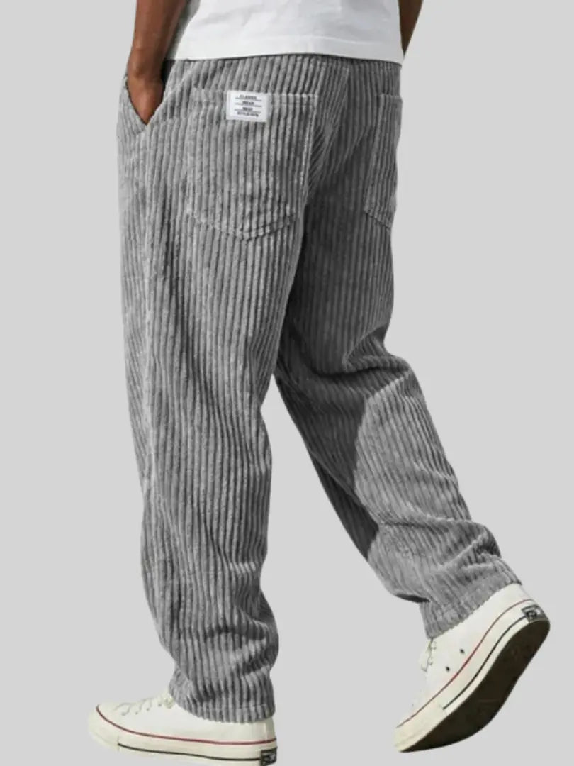 Men's Corduroy Trousers - Relaxed Fit, Elastic Waistband