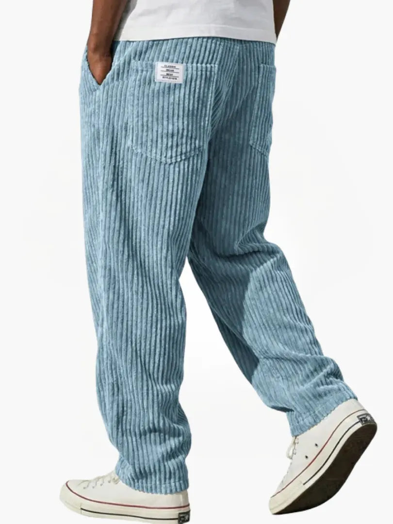 Men's Corduroy Trousers - Relaxed Fit, Elastic Waistband