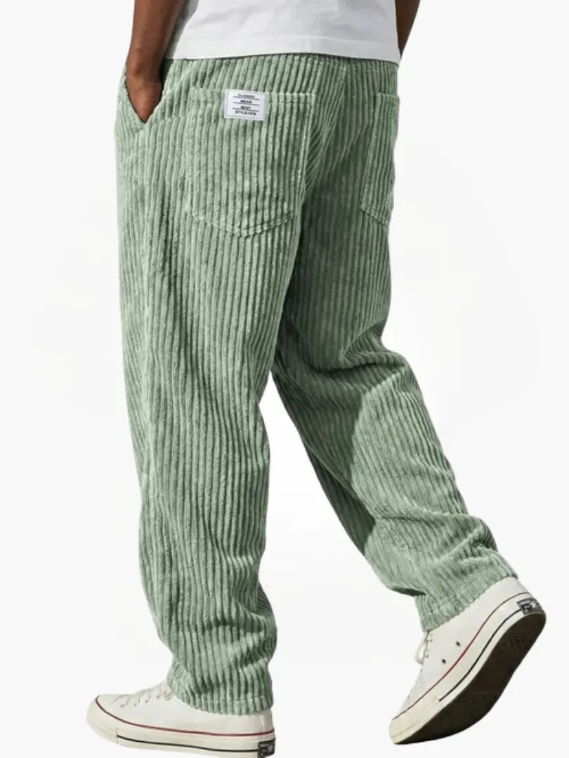 Men's Corduroy Trousers - Relaxed Fit, Elastic Waistband