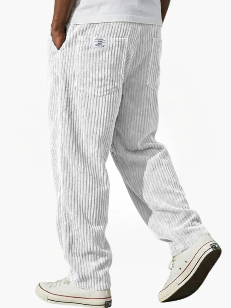 Men's Corduroy Trousers - Relaxed Fit, Elastic Waistband