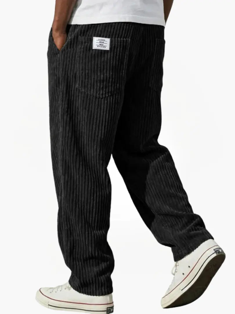Men's Corduroy Trousers - Relaxed Fit, Elastic Waistband