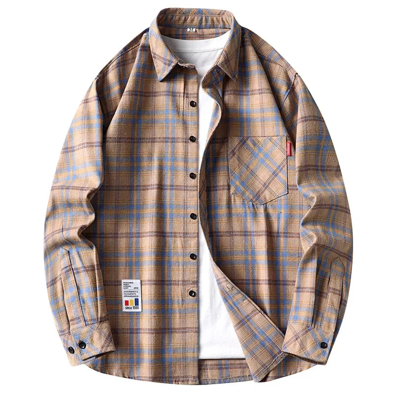 The Heritage Flannel | Mens Long Sleeve Grid Flannel Shirt