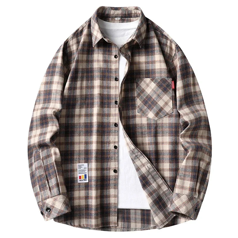 The Heritage Flannel | Mens Long Sleeve Grid Flannel Shirt