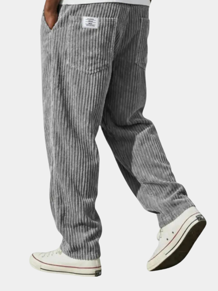 Men's Corduroy Trousers - Relaxed Fit, Elastic Waistband